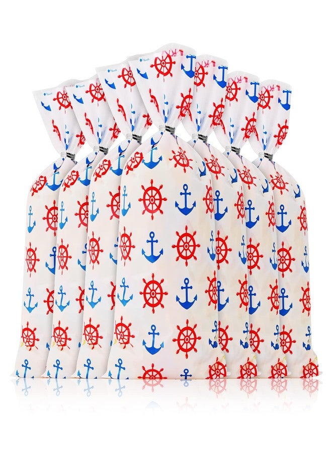 Lecpeting 100 Pcs Nautical Treat Bags Anchors Wheel Print Cellophane Candy Bags Nautical Party Favors with Twist Ties for Theme Birthday Party Supplies - Image 4